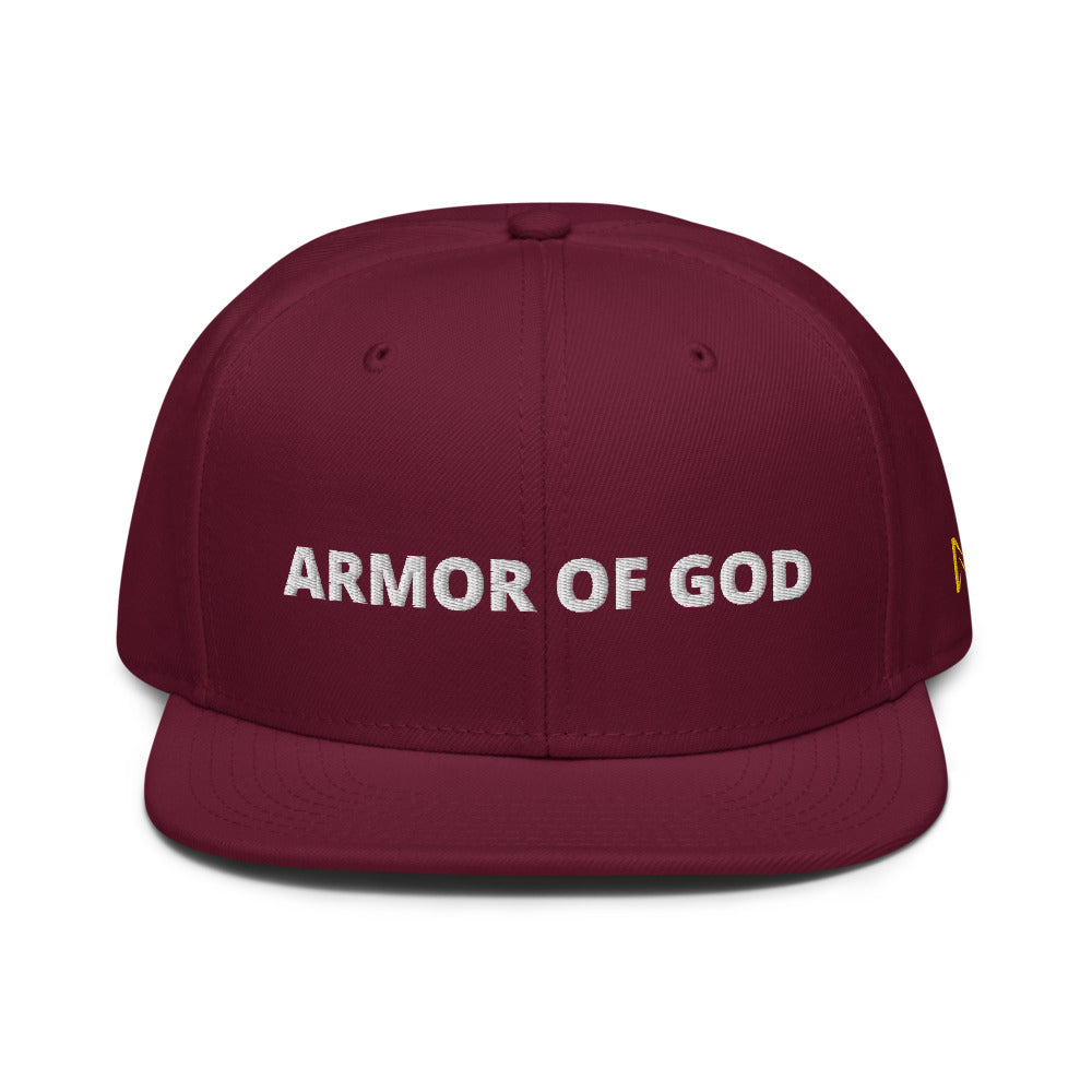 Night Prowler Apparel Maroon Snap back flat billed hat with yellow N logo on left side and Rise Up text on the back