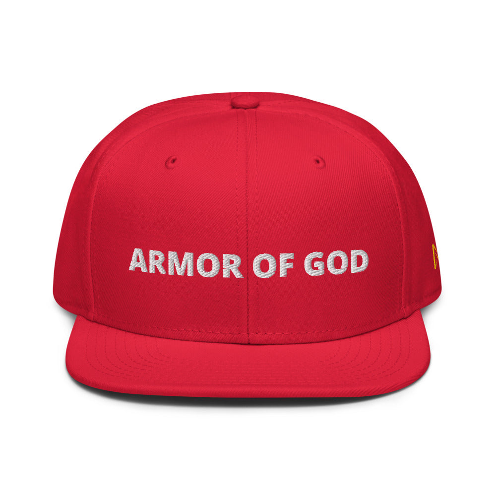 Night Prowler Apparel Red Snap back flat billed hat with yellow N logo on left side and Rise Up text on the back