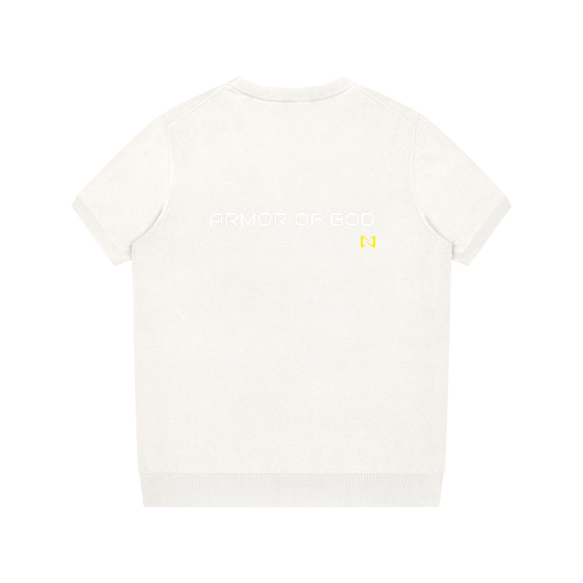 NPRWLR Crewneck Knit T-Shirt in beige, second view of the knit crewneck